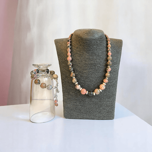 Love & Harmony Set | Rhodonite Stone - For Women | Includes: Necklace, Bracelet