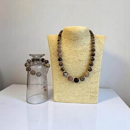 Love & Harmony Set | Rhodonite Stone - For Women | Includes: Necklace, Bracelet