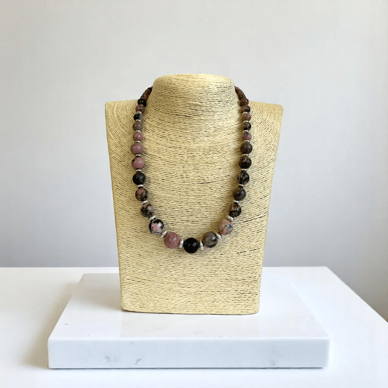 Love & Harmony Set | Rhodonite Stone - For Women | Includes: Necklace, Bracelet