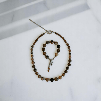 Love & Harmony Set | Rhodonite Stone - For Women | Includes: Necklace, Bracelet