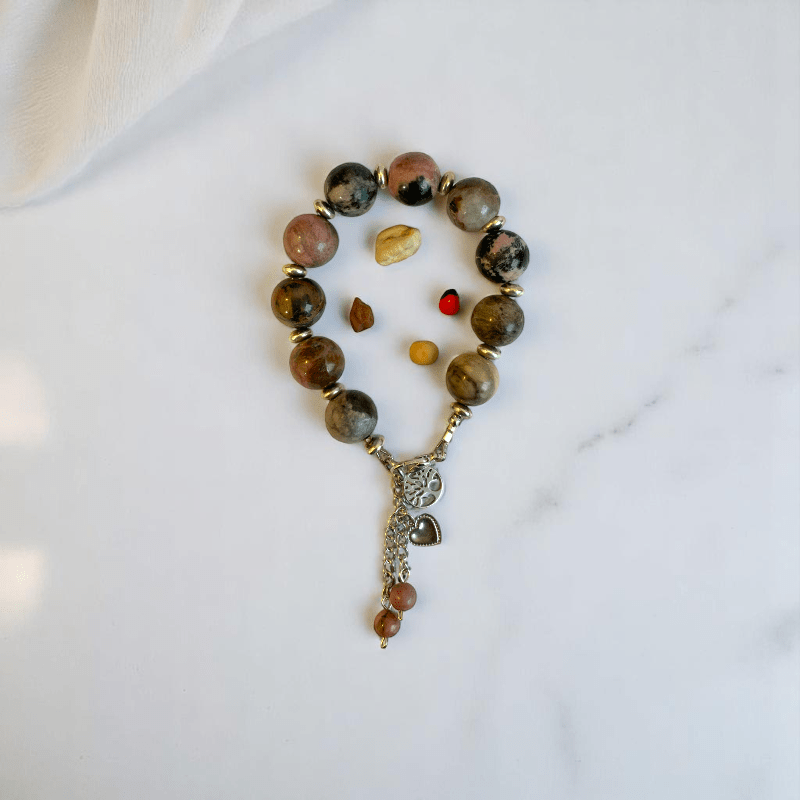 Love & Harmony Set | Rhodonite Stone - For Women | Includes: Necklace, Bracelet