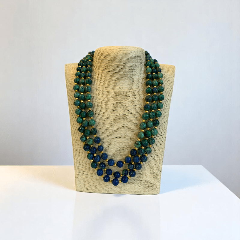 Deep Cosmos 3 Layered Set | Azurite Stone - For Women | Includes: Necklace, Bracelet