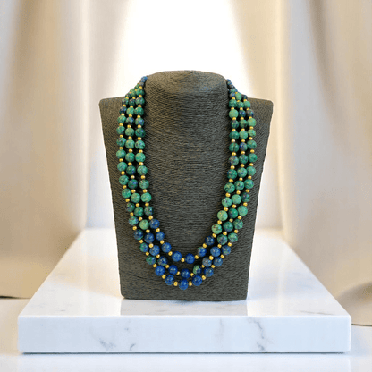 Deep Cosmos 3 Layered Set | Azurite Stone - For Women | Includes: Necklace, Bracelet