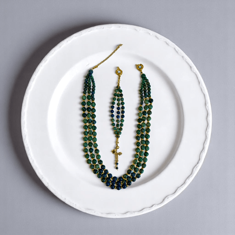 Deep Cosmos 3 Layered Set | Azurite Stone - For Women | Includes: Necklace, Bracelet