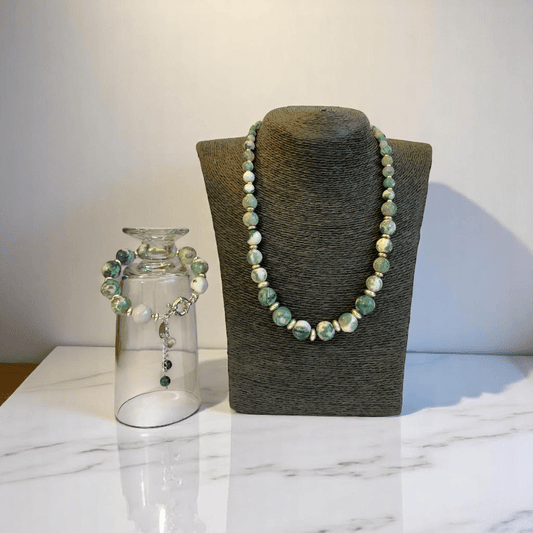 Earth Essence Set | Tree Agate Stone - For Women | Includes: Necklace, Bracelet
