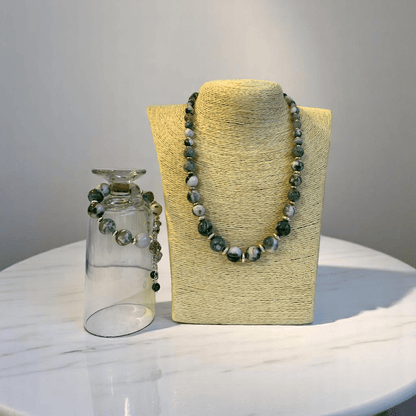 Earth Essence Set | Tree Agate Stone - For Women | Includes: Necklace, Bracelet