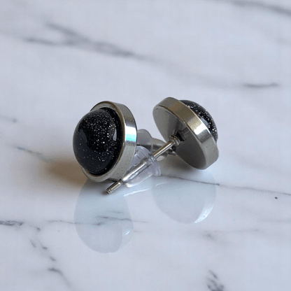 Starlit Night Studs | Blue Sandstone & Silver PVD Plated - For Women | Includes: Earrings