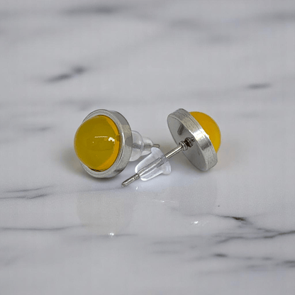 Sunny Grace Studs | Yellow Jade Stone & Silver PVD Plated - For Women | Includes: Earrings
