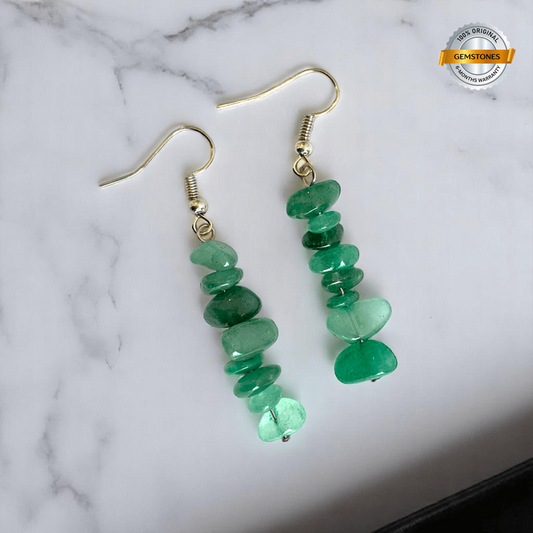 Lucky Aventurine Earrings | Aventurine Stone, Stainless Steel - For Women | Includes: Earrings