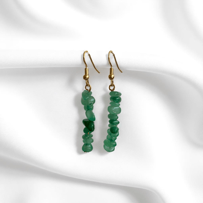 Forest Glow Earrings | Green Aventurine Chip & 18K PVD Gold Plated - For Women | Includes: Earrings