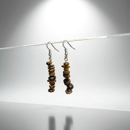 Wild Shine Earrings | Silver PVD Plated & Tiger Eye Chip - For Women | Includes: Earrings