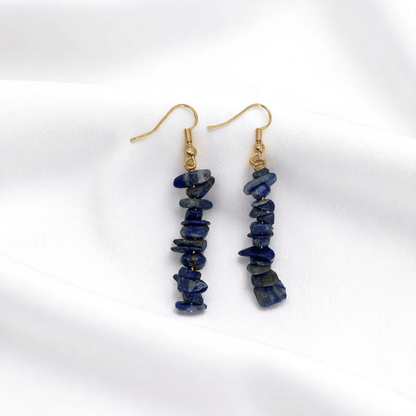 Royal Glow Earrings | 18K PVD Gold Plated & Lapis Lazuli Chip - For Women | Includes: Earrings