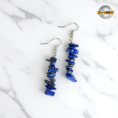 Midnight Shine Earrings | Silver PVD Plated & Lapis Lazuli Chip - For Women | Includes: Earrings