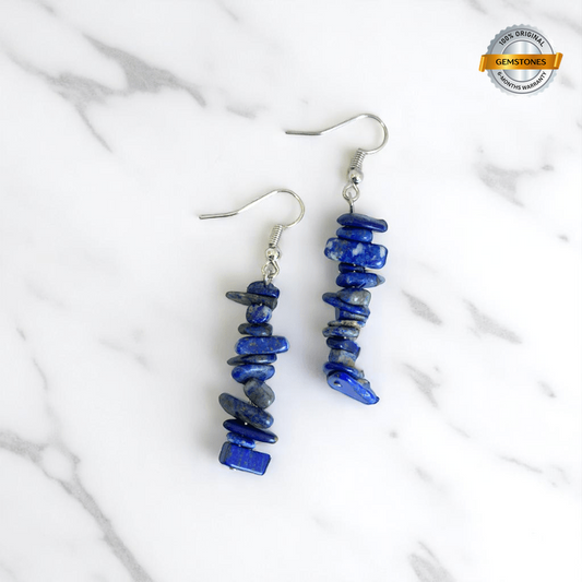Midnight Shine Earrings | Silver PVD Plated & Lapis Lazuli Chip - For Women | Includes: Earrings