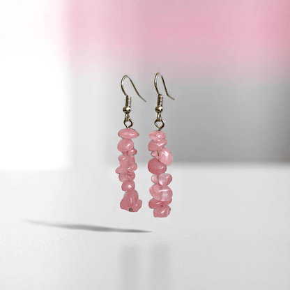 Soft Radiance Earrings | Silver PVD Plated & Rose Quartz Chip - For Women | Includes: Earrings