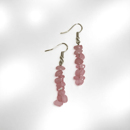 Soft Radiance Earrings | Silver PVD Plated & Rose Quartz Chip - For Women | Includes: Earrings