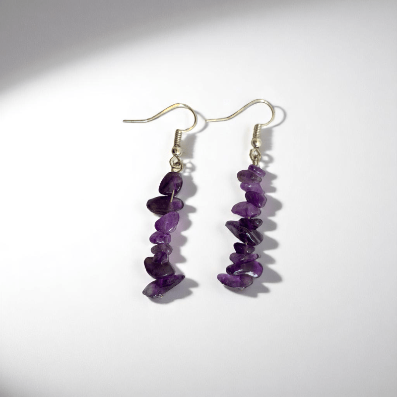 Lavender Shine Earrings | Silver PVD Plated & Amethyst Chip - For Women | Includes: Earrings