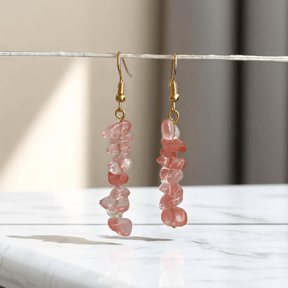 Sunset Bloom Earrings | 18K PVD Gold Plated & Watermelon Red Chip - For Women | Includes: Earrings