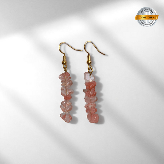 Sunset Bloom Earrings | 18K PVD Gold Plated & Watermelon Red Chip - For Women | Includes: Earrings