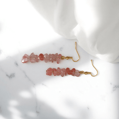 Sunset Bloom Earrings | 18K PVD Gold Plated & Watermelon Red Chip - For Women | Includes: Earrings