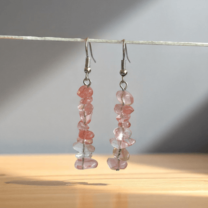 Berry Gleam Earrings | Silver PVD Plated & Watermelon Red Chip - For Women | Includes: Earrings