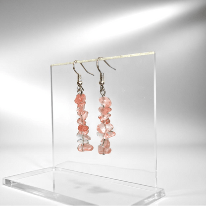 Berry Gleam Earrings | Silver PVD Plated & Watermelon Red Chip - For Women | Includes: Earrings