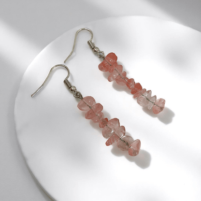 Berry Gleam Earrings | Silver PVD Plated & Watermelon Red Chip - For Women | Includes: Earrings