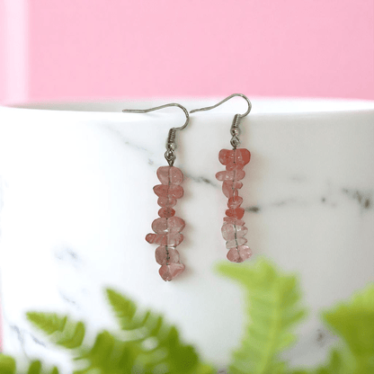Berry Gleam Earrings | Silver PVD Plated & Watermelon Red Chip - For Women | Includes: Earrings