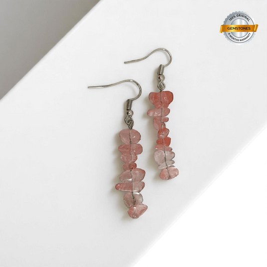 Berry Gleam Earrings | Silver PVD Plated & Watermelon Red Chip - For Women | Includes: Earrings