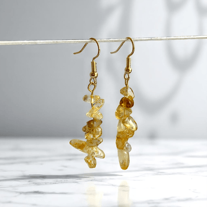 Golden Radiance Earrings | 18K PVD Gold Plated & Citrine Stone Chip - For Women | Includes: Earrings