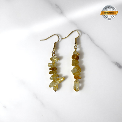 Golden Radiance Earrings | 18K PVD Gold Plated & Citrine Stone Chip - For Women | Includes: Earrings