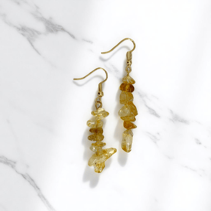 Golden Radiance Earrings | 18K PVD Gold Plated & Citrine Stone Chip - For Women | Includes: Earrings