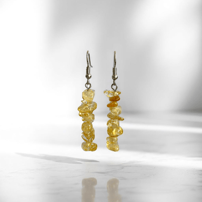 Sunlit Spark Earrings | Silver PVD Plated & Citrine Stone Chip - For Women | Includes: Earrings