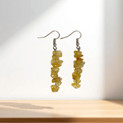 Sunlit Spark Earrings | Silver PVD Plated & Citrine Stone Chip - For Women | Includes: Earrings
