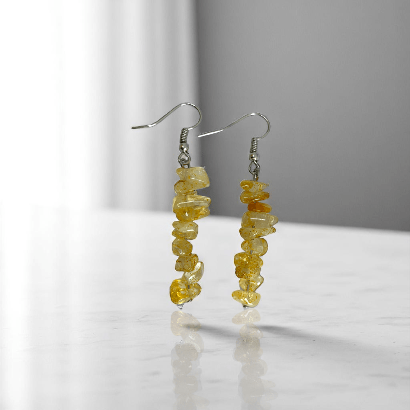 Sunlit Spark Earrings | Silver PVD Plated & Citrine Stone Chip - For Women | Includes: Earrings