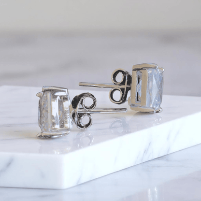 Princess Cut Earrings | 925 Silver & Zircon - For Women | Includes: Earrings