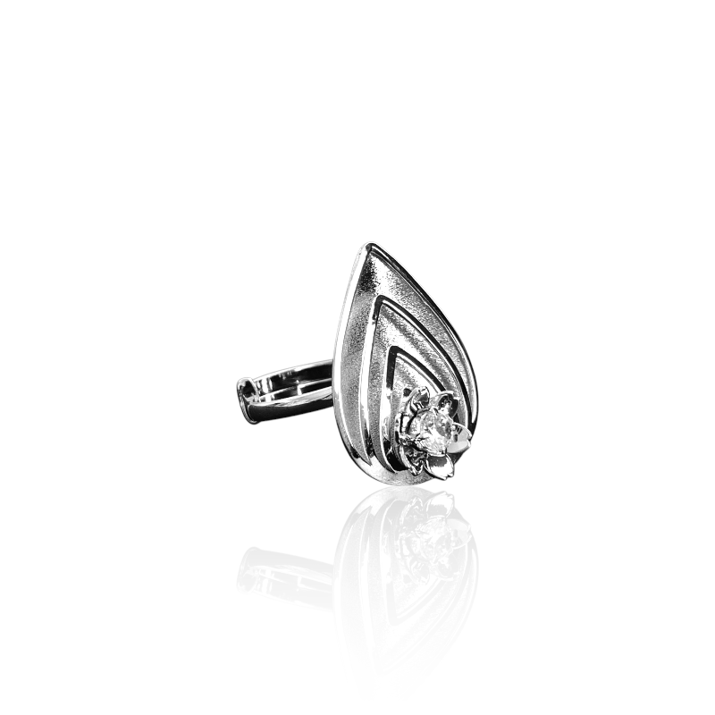 Dewdrop Leaf Ring | 925 Silver & Zircon - For Women | Includes: Ring