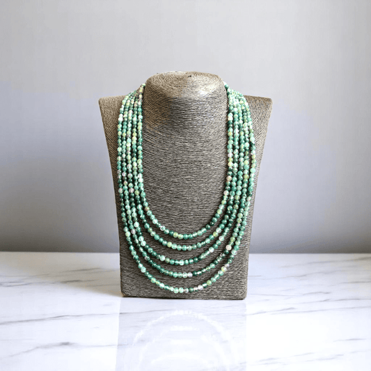 Forest Harmony 5 Layered Set | Green Moss Agate Stone - For Women | Includes: Necklace, Bracelet