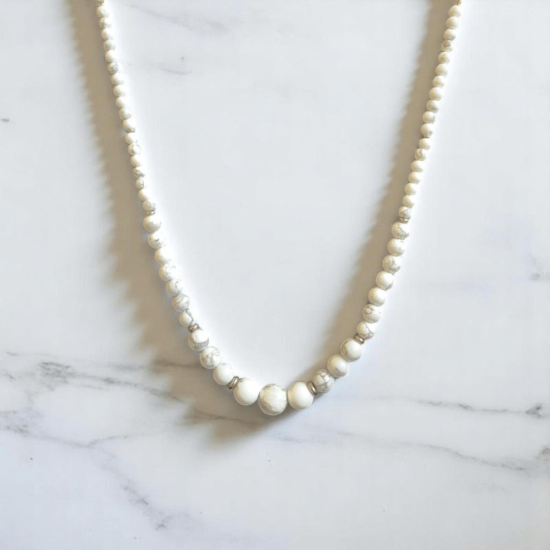 Calm Essence Set | White Howlite Stone - For Women | Includes: Necklace, Bracelet