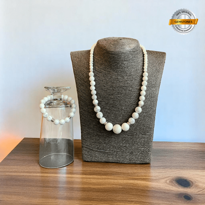 Calm Essence Set | White Howlite Stone - For Women | Includes: Necklace, Bracelet