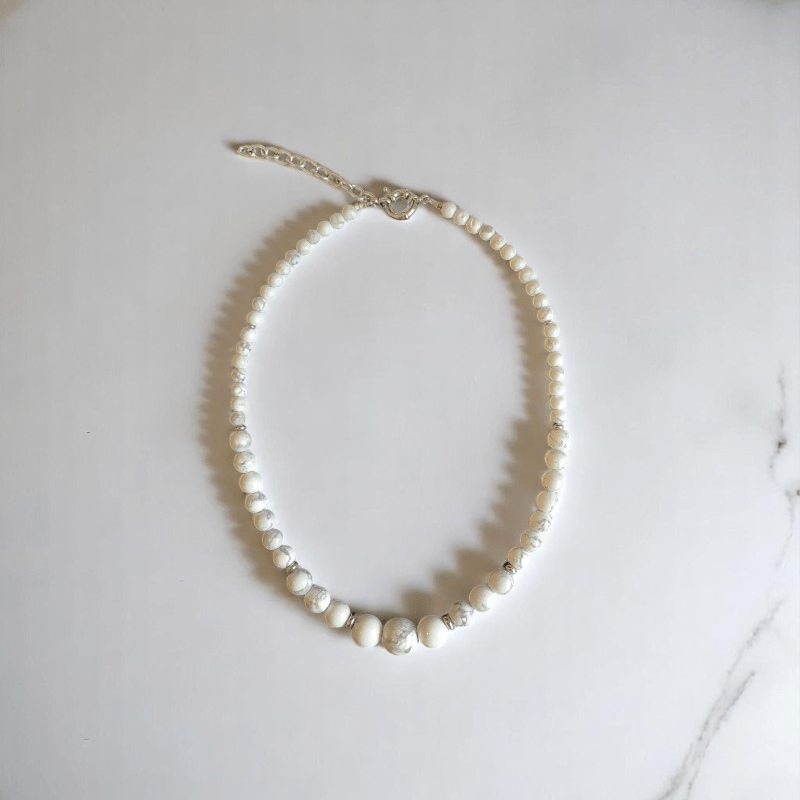 Calm Essence Set | White Howlite Stone - For Women | Includes: Necklace, Bracelet