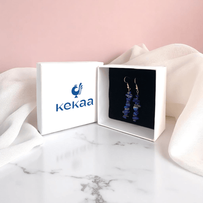 Royal Glow Earrings | 18K PVD Gold Plated & Lapis Lazuli Chip - For Women | Includes: Earrings