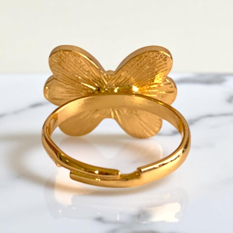 Butterfly Ring | Gold Plated Adjustable - For Girls | Includes: Ring