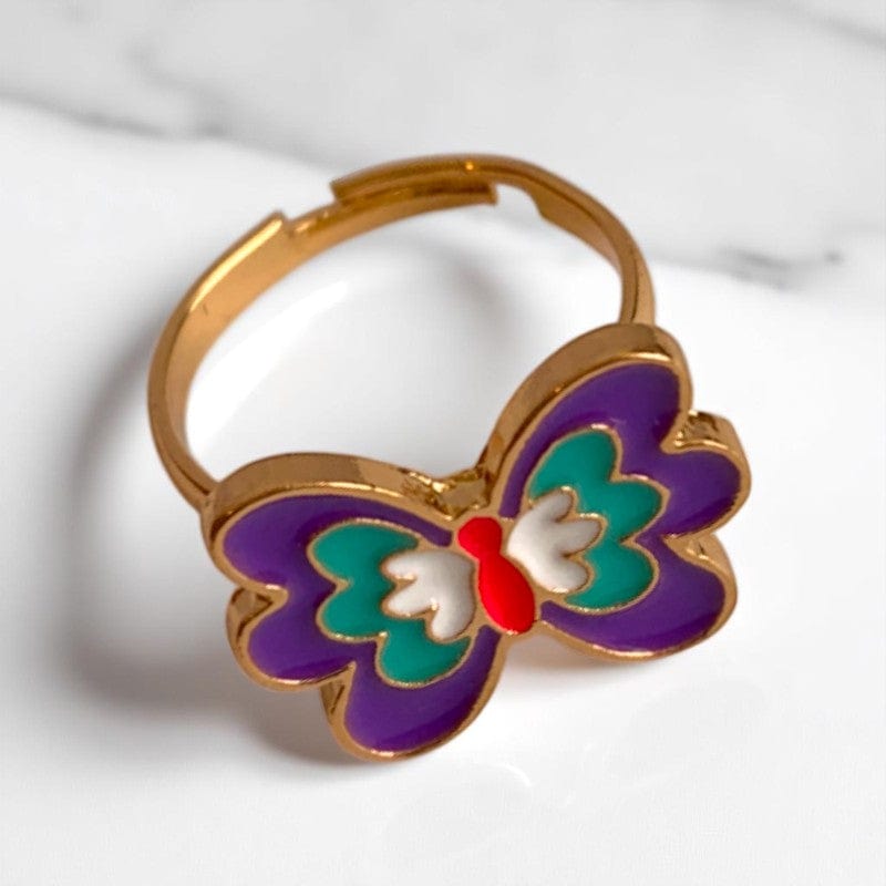 Butterfly Ring | Gold Plated Adjustable - For Girls | Includes: Ring