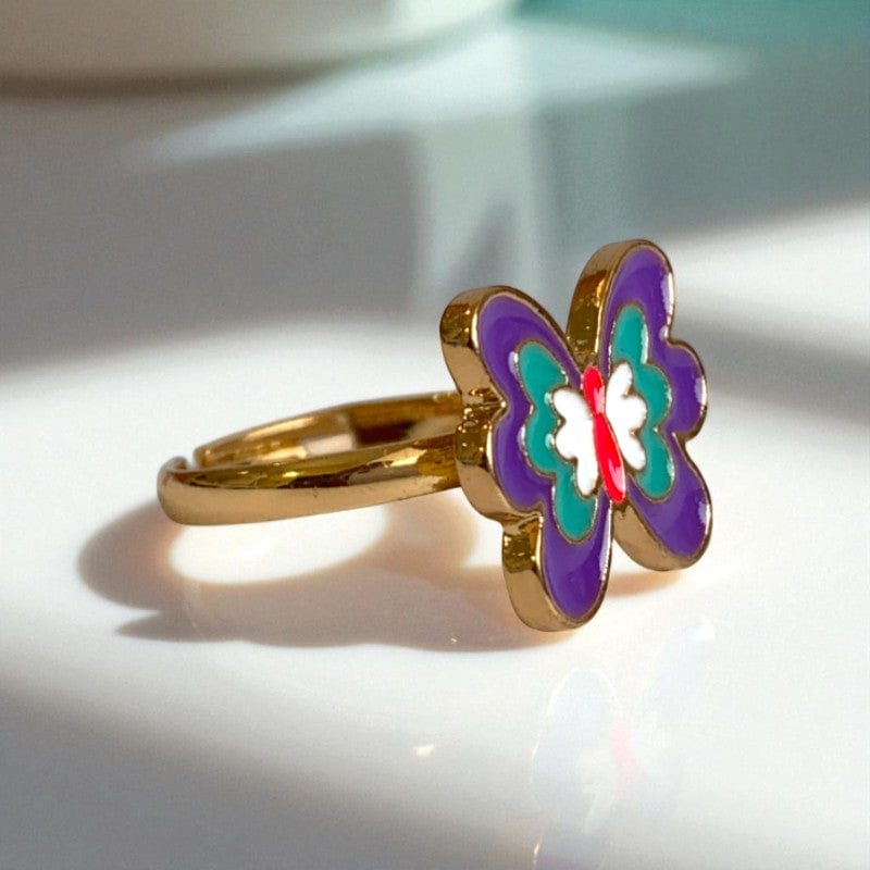 Butterfly Ring | Gold Plated Adjustable - For Girls | Includes: Ring