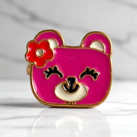 Teddy Bear Ring | Gold Plated Adjustable - For Girls | Includes: Ring