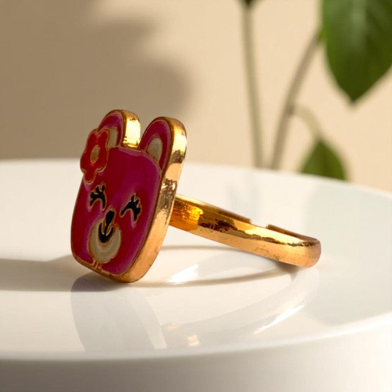 Teddy Bear Ring | Gold Plated Adjustable - For Girls | Includes: Ring