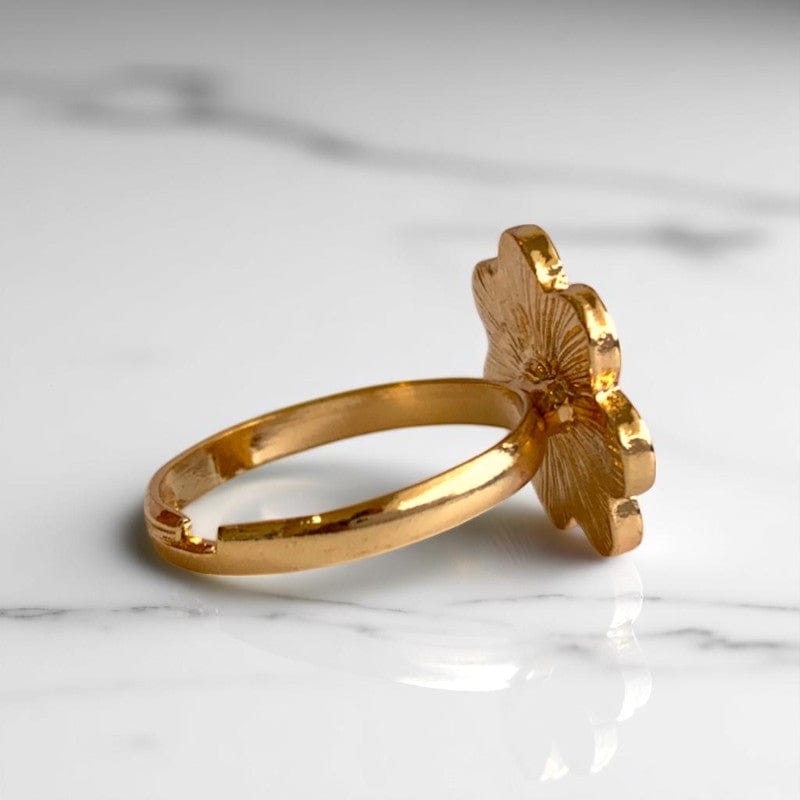 Colorful Flower Ring | Gold Plated Adjustable - For Girls | Includes: Ring