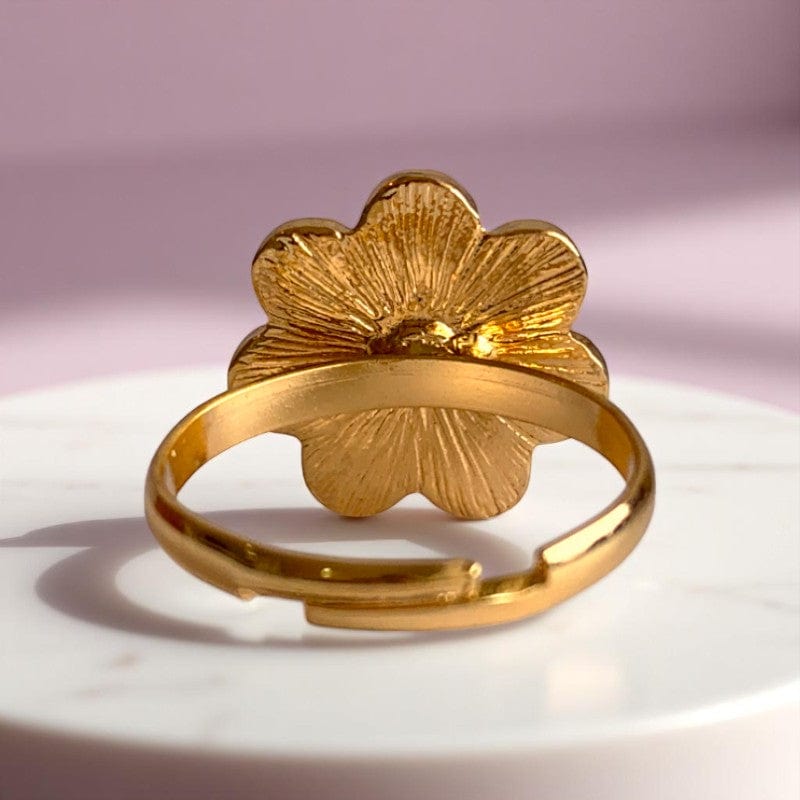 Colorful Flower Ring | Gold Plated Adjustable - For Girls | Includes: Ring