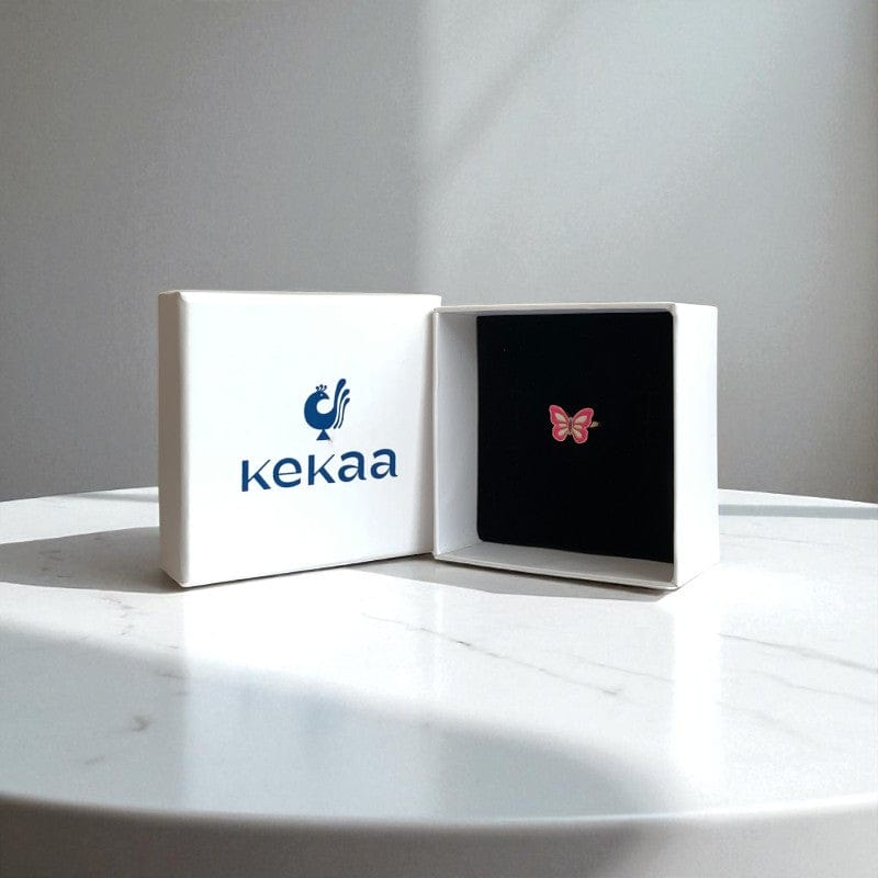 Pink Butterfly Ring | Gold Plated Adjustable - For Girls | Includes: Ring